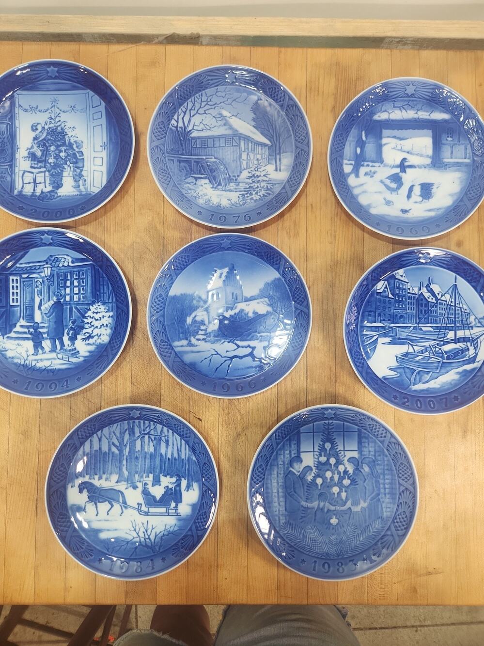 Royal Copenhagen Christmas Plates Lot of 9 1960-2007 Blue White Denmark